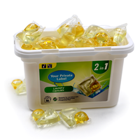 Capsules de lessive jetables à 2 compartiments avec boîte en plastique pour vêtements, 50%-80% d'ingrédients actifs, modèle EL001