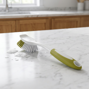 Brosse de nettoyage de cuisine à long manche, brosse à vaisselle en plastique avec poils rigides et grattoir intégré - Product Image 6