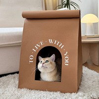 Nouvelle maison pour chat en papier kraft écologique de haute qualité confortable noire et brune lavable avec grattoir pour chat amovible