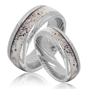 Nhẫn Damascus Khảm Nam Damascus Nhẫn Thép Trống - Product Image 3