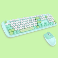 Conjunto de teclado y ratón inalámbricos de 2.4G, diseño redondo y colorido, para oficina, ideal para chicas.