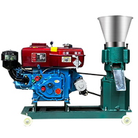 Machine à Granulés à Moteur Diesel Meilleure Vente, Broyeur de Ferme Granulateur Alimentaire pour Animaux à Quatre Rouleaux, Machines de Traitement des Granulés Sans Moteur