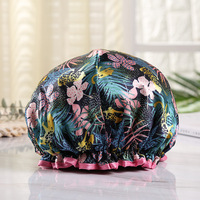 PEVA topi mandi wanita, topi Shower anti air lapisan ganda kualitas tinggi ramah lingkungan