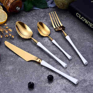 Mạ Vàng Flatware <span class=keywords><strong>Set</strong></span> Hồng Matte thép không gỉ dao kéo dao nĩa và <span class=keywords><strong>Spoon</strong></span> <span class=keywords><strong>Set</strong></span> cho nhà hàng - Product Image 3