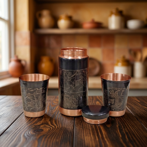 Pot à eau en cuivre certifié avec un ensemble de 4 tasses Moscow Mule, écologique, compatible lave-vaisselle, boîte cadeau incluse, designs personnalisables - Product Image 3