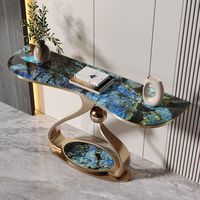 Table console extensible moderne en acier inoxydable et marbre, couleur personnalisable, style luxe léger, pour salle à manger, couloir, meubles de maison