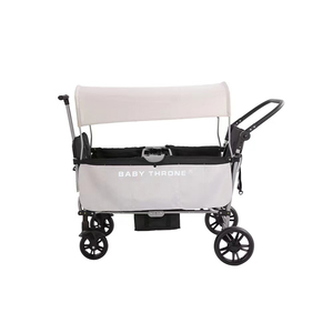 Carrito <span class=keywords><strong>Plegable</strong></span> Purorigin de 4 Ruedas con Estructura de Acero para Transportar Gemelos, Bebés y Niños Pequeños, Carrito de Arrastre para Exteriores - Product Image 1