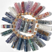 Bouteille à Vœux en Cristal Naturel de 7 cm en Gros, Gravier de Pierres Précieuses pour Guérison, Bouteille à Souhaits pour Reiki, Méditation, Décoration Intérieure, Cadeau, Fourniture en Gros