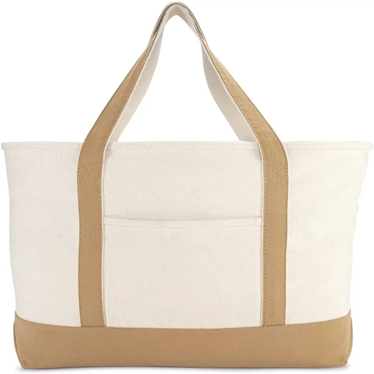 Customization logo wholesale reusable ladies large capacity eco heavy canvas tote bag with handle extend to the bottom