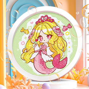 Kit Pittura Diamante Fai da Te Rotondo con Animali Cartoon, Stampa su Tessuto, Cornice in Plastica Rotonda Classica per Uso Domestico - Product Image 3