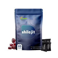 Gummies de Shilajit de l'Himalaya OEM/ODM avec Ashwagandha, Safran, Ginseng, Maca Noire - 60 unités - Complément Énergétique et Immunitaire, Amélioration des Fesses