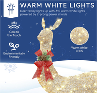 Ensemble de 3 grands cerfs de Noël pré-éclairés à LED, imperméables, pour décoration extérieure de jardin, 60 pouces, décorations lumineuses de Noël