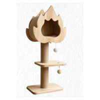 Arbre à chat en bois USMILEPET avec maisonnette pour chat, structure d'escalade en bois pour chat, tour à chat avec poteau à gratter en sisal et balles suspendues
