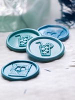 Série Thé de l'Après-midi : Tête de tampon à cire dorée en relief pour invitation, lettre, enveloppe, cercle 2,5 cm, logo personnalisé, fabricant