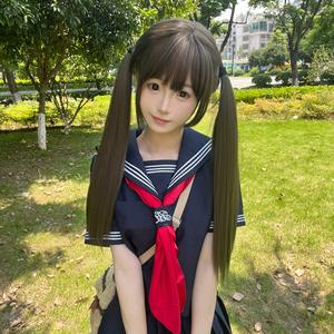 วิกผมสไตล์โลลิต้าแบบเต็มศีรษะ พร้อมผมหางม้าคู่และหน้าม้า ยาว 60 ซม. ผมตรง ทนความร้อนสูง มิสแฟชั่นบิวตี้ - Product Image 3