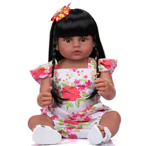 NPK 55cm original authentic designed soft all silicone body reborn baby girl long hair handmade doll