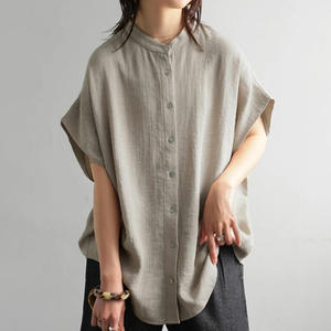 Nuova Camicia Estiva da Donna <span class=keywords><strong>con</strong></span> Design Giapponese di Nicchia, Tinta Unita, Stile Retrò, Comoda, Casual, <span class=keywords><strong>con</strong></span> <span class=keywords><strong>Maniche</strong></span> <span class=keywords><strong>a</strong></span> <span class=keywords><strong>Pipistrello</strong></span> e Scollo <span class=keywords><strong>a</strong></span> V, di Tendenza - Product Image 3