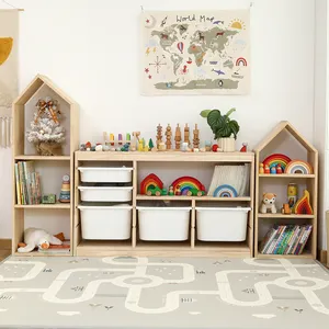 Gabinetes de almacenamiento de juguetes para niños Montessori, estantería de gran capacidad para niños, organizador de juguetes, estante de libros para muebles de habitación infantil