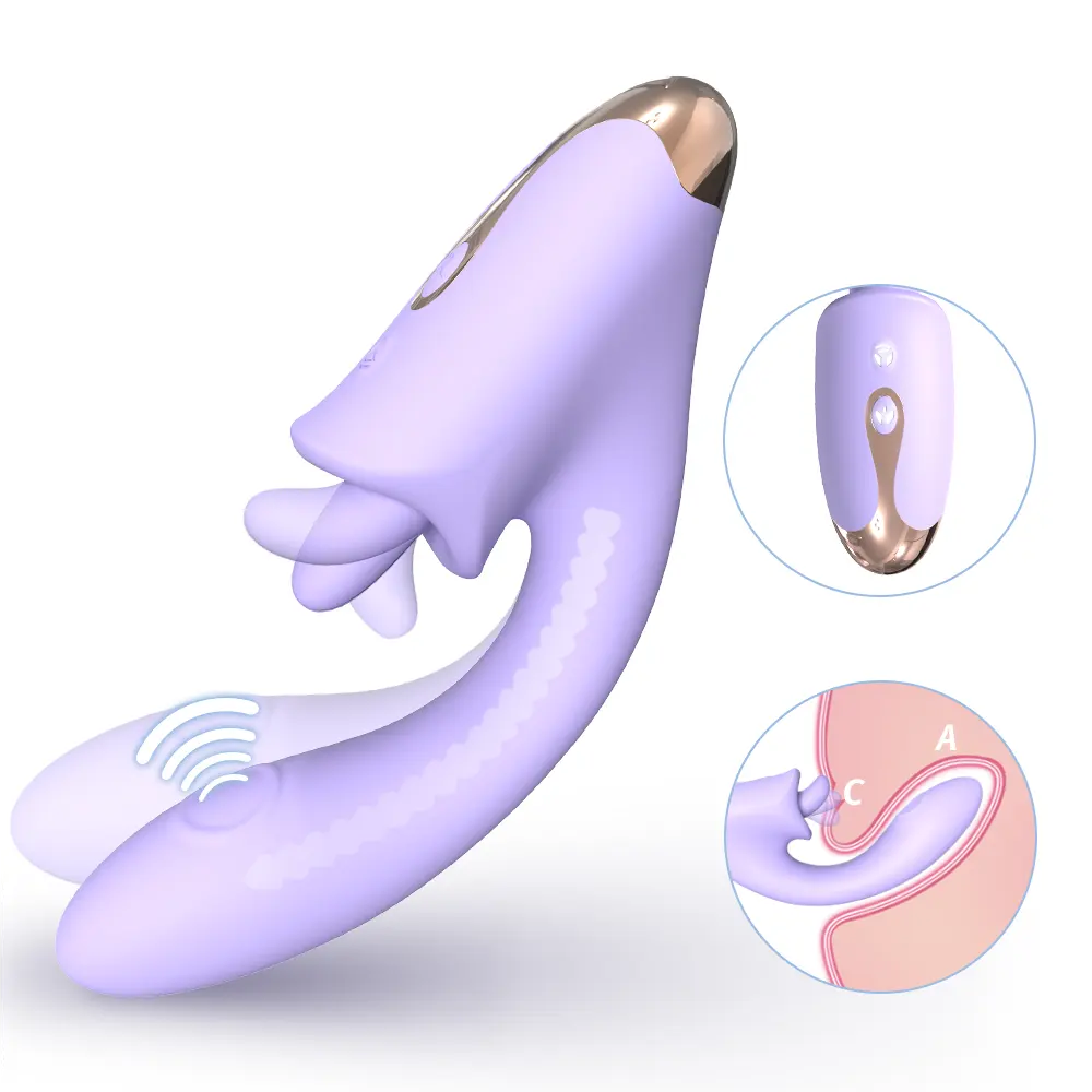 Populaire 2 In 1 Verstelbare Bocht Hijgende Clitoris 9 Likken Modi G Spot Vibrator Dubbellaags Medische Siliconen Voor Vrouwen