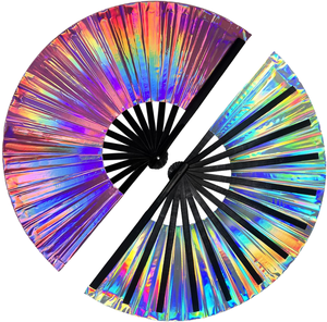 Abanico de Bambú con Brillo UV para Mujeres/Hombres, Regalo Empresarial, Diseño de Arte Popular Pintado, Abanico Grande para Fiestas, Festivales de Baile, EDC - Product Image 5