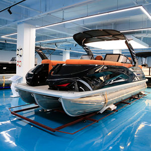 Lujo Tritoon <span class=keywords><strong>RC</strong></span> pontón barco 19ft-27ft fibra de vidrio pesca barco fiesta deporte yate aluminio casco motor fueraborda CE - Product Image 1