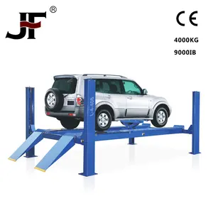 Four post car lift Low ceiling Best 4 post car parking hydraulic lift with casters 9000 lb for garage