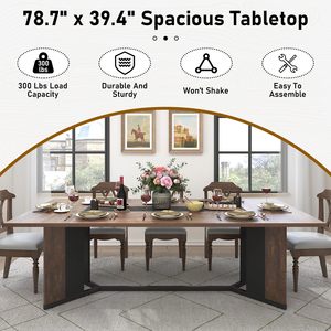 Mesa de Comedor Rectangular Moderna SENYU de Madera con Patas Metálicas para 6-8 Personas, Muebles para el Hogar, Diseño Estable - Product Image 3