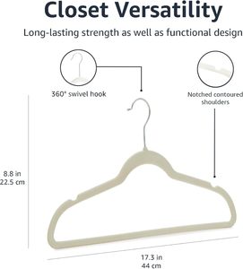 Space Saving Clothes Hangers with Metal Hooks Flocked Felt Hangers for Coat Suit Dress Non Slip Velvet Hangers Pack - Product Image 5