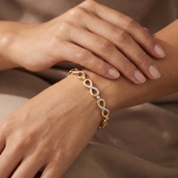 Bracelet tennis en moissanite en forme de 8, plaqué or jaune, fermoir mousqueton en argent 925, bijou de poignet pour femme