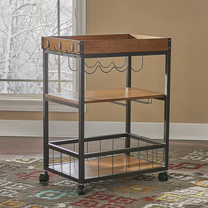 Plateau en bois Meubles En Métal Industriel De Stockage Extérieur de Service Chariot De Bar Pour La Maison - Product Image 6