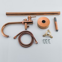 Robinet de baignoire sur pied en cuivre massif avec cartouche céramique, finition brossée or rose, style pilier, luxe, vente en gros directe usine