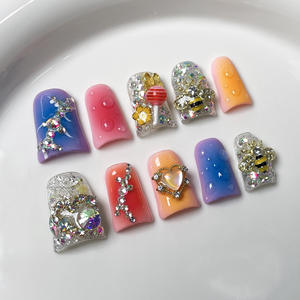 Main créative <span class=keywords><strong>dessin</strong></span> réutilisable faux ongles mignon personnalité canard bouche ongles faits à la main presse <span class=keywords><strong>sur</strong></span> haute qualité charme diamant ongles - Product Image 6