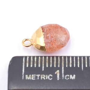 Sun Stone 12 To 14 MM With <b>Bail</b> Oval Shape Gold Plated <b>Pendant</b> For Jewellery Making - Product Image 2