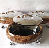 Ensemble de chauffe-plats de luxe 3 pièces en acier inoxydable, grande capacité 4L 5L 6L, pour banquets de mariage, cadeaux, vente, buffet d'hôtel