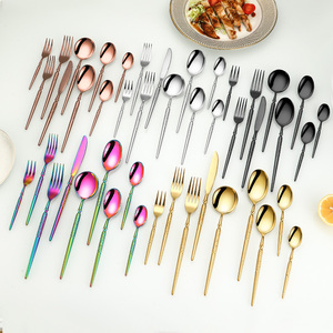Cubiertos Dorados, cubiertos de oro mate, juegos de cubiertos de mesa personalizados de Metal colorido para restaurante - Product Image 6