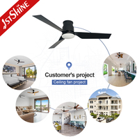 Ventilateur de plafond intelligent 1stshine 52 pouces avec lames noires, modes été/hiver, contrôle par application, fonction minuterie haute efficacité et éclairage