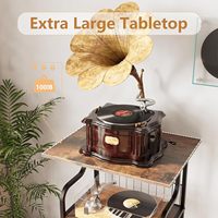 Support de tourne-disque sur pied à 3 niveaux avec rangement pour disques vinyles, support de platine extra-large pour salon, brun rustique