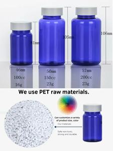 100cc 150cc200ccブルーPETプラスチックビタミン薬用ボトルパーソナルケア包装ピルボトルカプセルボトルABSスクリューキャップ付き - Product Image 5