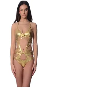 2016 più nuovo Modo Oro Sexy Nude Bikini Per Le Donne Mature