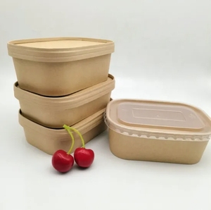 YU Eco-friendly Personalizable Logo Envases desechables para alimentos con tapa 500ml 750ml 1000ml Hecho de papel para envasado de alimentos - Product Image 3