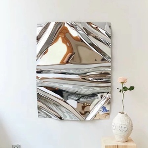 Modern Luxury Home Decor Handmade <strong>Metal</strong> <strong>Wall</strong> Sculpture Chrome <strong>Abstract</strong> 3D <strong>Wall</strong> Hanging <strong>Art</strong> Artwork Hotel Lobby Gold <strong>Metal</strong> <strong>Art</strong> - Product Image 2