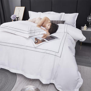 热卖纯棉白色绣花床单贴合床单酒店亚麻床上用品套装 - Product Image 4