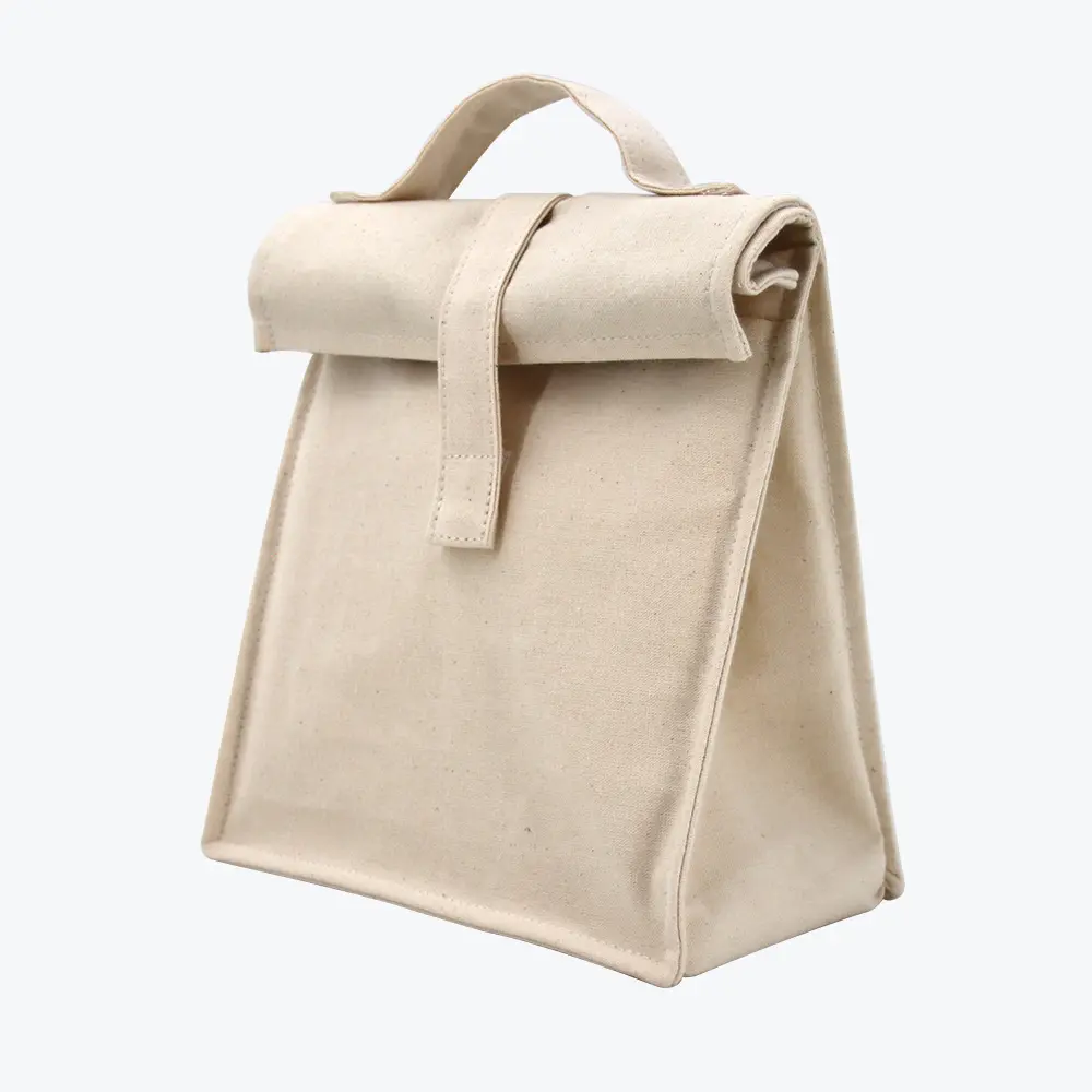 Bolso de mano de algodón con aislamiento, bolsa térmica de lona plegable, para el almuerzo y la playa, con papel de aluminio