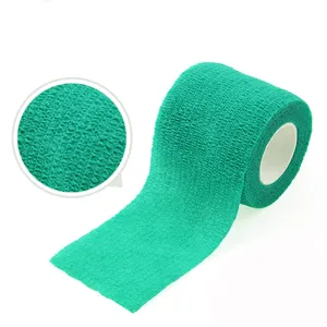 Bandes cohésives d'enveloppe de pansement auto-adhésif vert, enveloppe médicale, enveloppe élastique de pansement