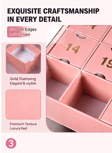 Custom Pink <b>Christmas</b> Advent Calendar <b>Box</b> with Numbered Drawers Gold Foil Logo Printing for Candy Jewelry and Small Gifts - Product Image 6