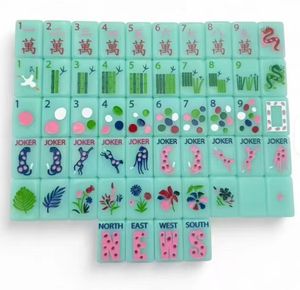 Shipping Within 7 Days Premium Mahjong <strong>Set</strong>, Mint Green with Colorful Circles &amp; <strong>Dragons</strong>, Complete with NEWS Wind Tiles - Product Image 1