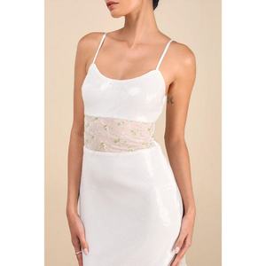 Vestido Maxi Sexy Transparente de Seda Ecológica Personalizado, Vestido de Verano Floral a la Moda con Puntos Ondulados, Tela Satinada Natural para Mujer - Product Image 6