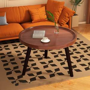 Ensemble de 2 <span class=keywords><strong>tables</strong></span> basses modernes à 5 pétales en forme de fleur <span class=keywords><strong>Tables</strong></span> gigognes Plateau en bois foncé Meubles de salon minimalistes Pièces d'appoint - Product Image 3