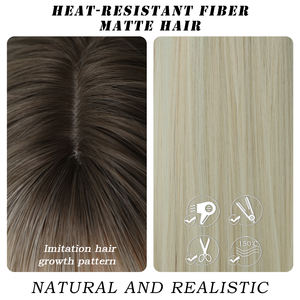 Ombre sarışın peruk uzun düz Perruques patlama ile siyah pembe kırmızı mavi gri sentetik peruk kadınlar için Cosplay Cosplay cas Perucas - Product Image 6