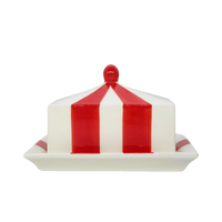 Beurrier en céramique avec couvercle, design rayé, beurrier personnalisé pour comptoir de cuisine, beurrier de ferme, pour table à manger à la maison